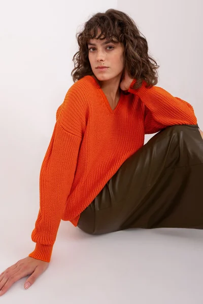 Oranžový oversized svetr Fashionhunters - ležérní styl