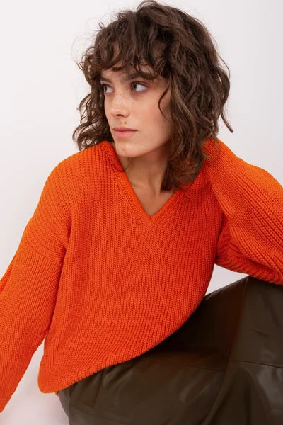 Oranžový oversized svetr Fashionhunters - ležérní styl