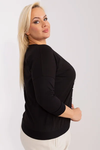 Černá plus size dámská halenka s nápisy - FPrice