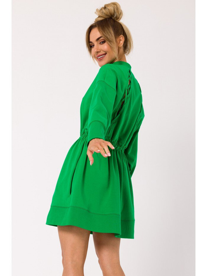 Zelené módní šaty s ozdobným šněrováním a zipem od značky Moe, EU 2XL/3XL i529_4764820229878713902