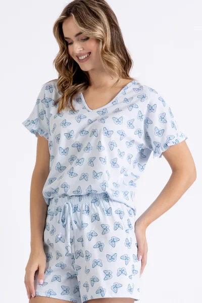 Lehké letní pyžamo pro ženy Modrá Vlnka