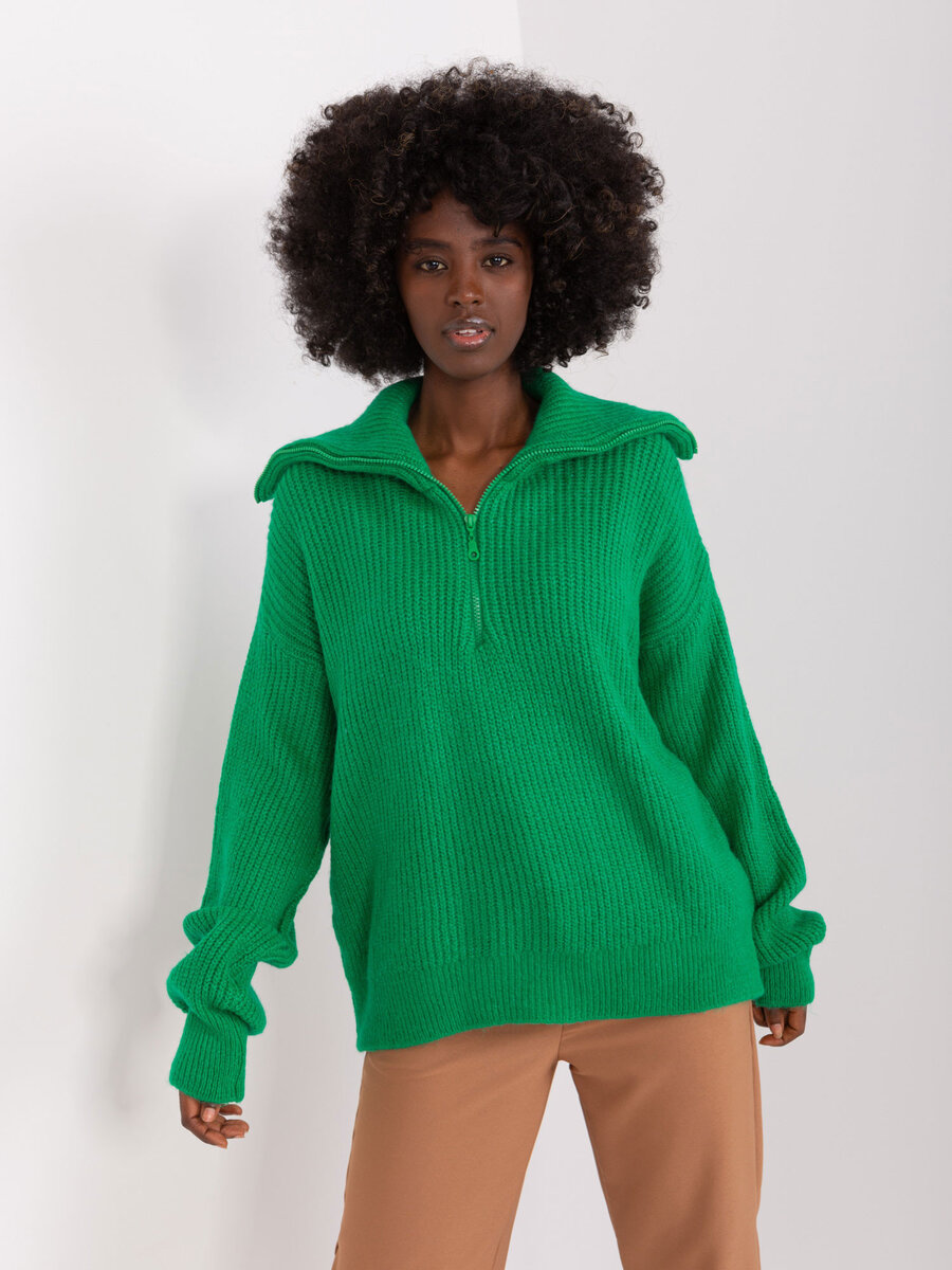Zelený dámský svetr Badu FPrice - Elegantní zimní kousek, one size i10_P68620_2:416_
