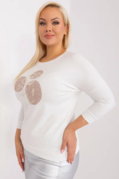 Ecru potištěná plus size dámská halenka FPrice