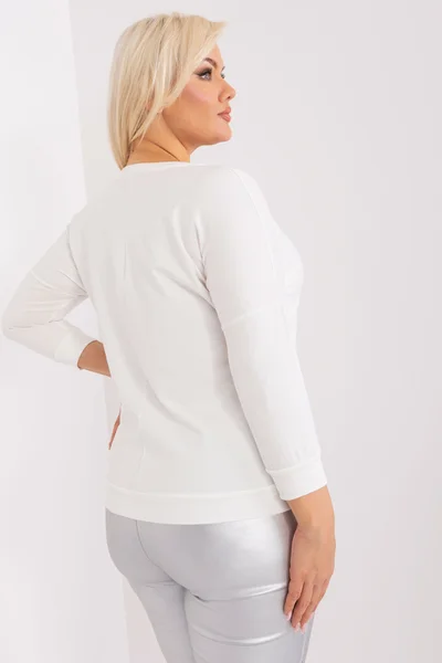 Ecru potištěná plus size dámská halenka FPrice