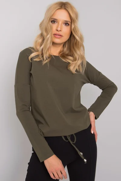 Khaki dámská halenka s dlouhými rukávy Fashionhunters