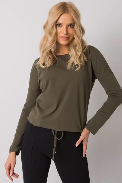 Khaki dámská halenka s dlouhými rukávy Fashionhunters