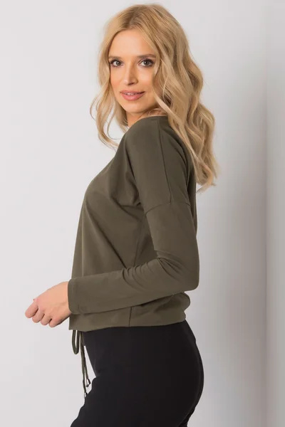 Khaki dámská halenka s dlouhými rukávy Fashionhunters