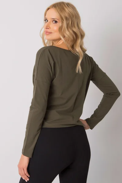 Khaki dámská halenka s dlouhými rukávy Fashionhunters