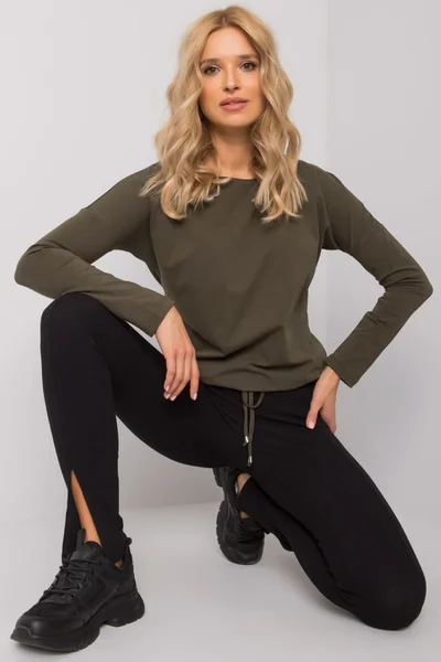 Khaki dámská halenka s dlouhými rukávy Fashionhunters