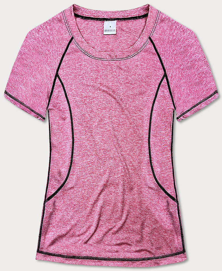 Růžové fitness tričko s výstřihem MADE IN ITALY, odcienie różu L (40) i392_22139-49