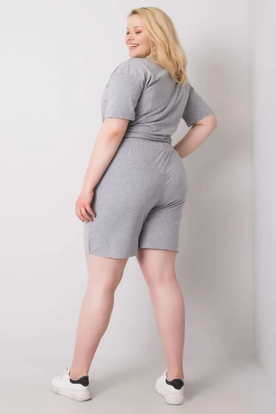 Dámské plus size šedé bavlněné šortky FPrice