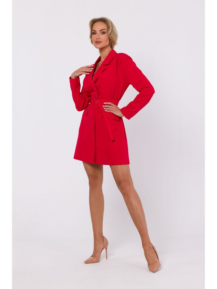 Červené blejzrové šaty s páskem - Moe Elegance, EU XL i529_649109119364009538