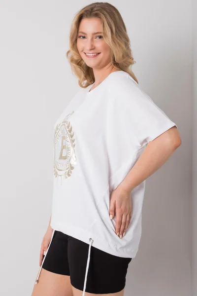 Královská bílá dámská halenka plus size s potiskem