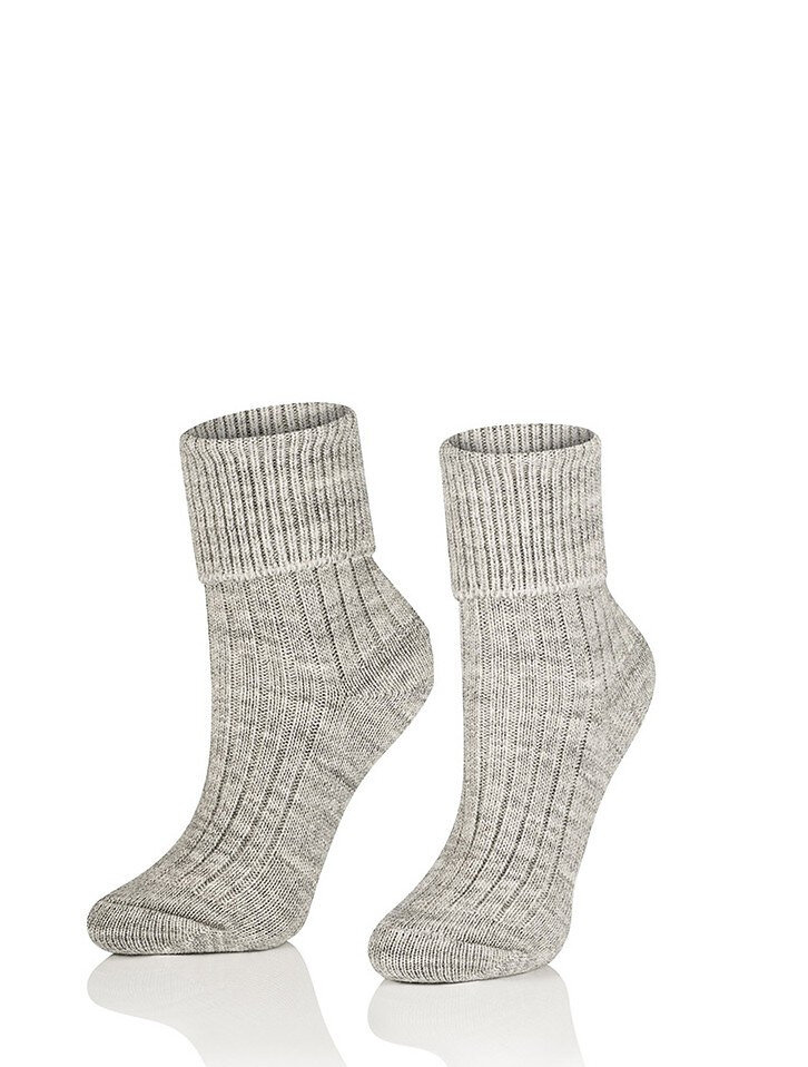 Teplé pruhované dámské zimní ponožky s netlačící šňůrkou, šedá 35-37 i384_31780477