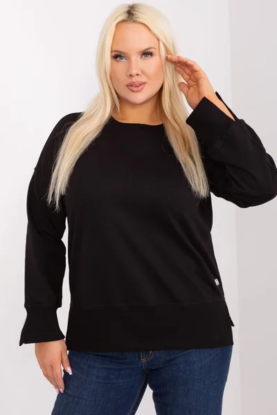 Dámská plus size černá mikina s rozparky Fashionhunters