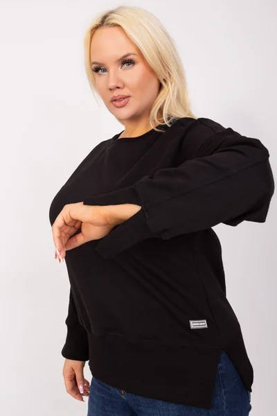 Dámská plus size černá mikina s rozparky Fashionhunters