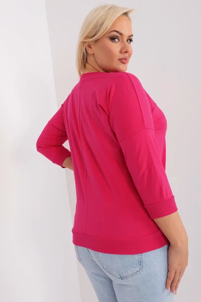 Růžová plus size dámská halenka s potiskem a aplikacemi