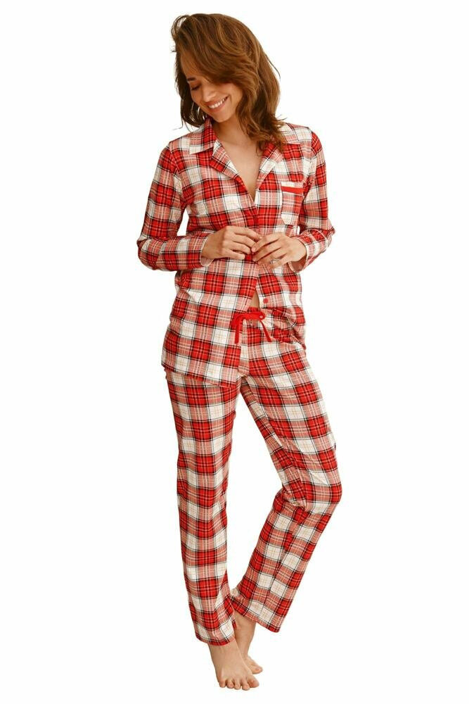 Pyžamo pro ženy Celine červené s káro vzorem Taro, červená XL i43_71417_2:červená_3:XL_