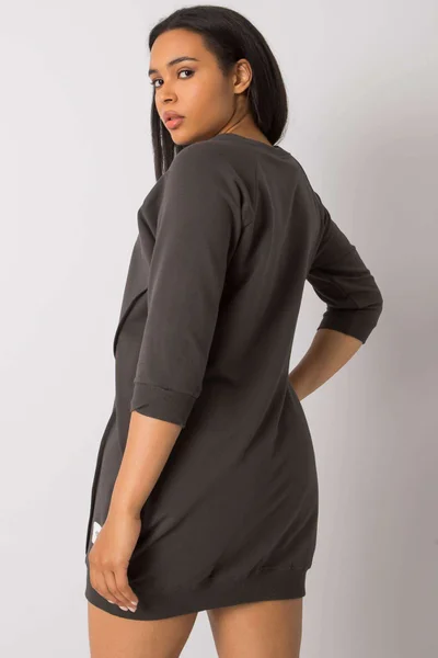 Dámské plus size khaki šaty s kapsami Fashionhunters