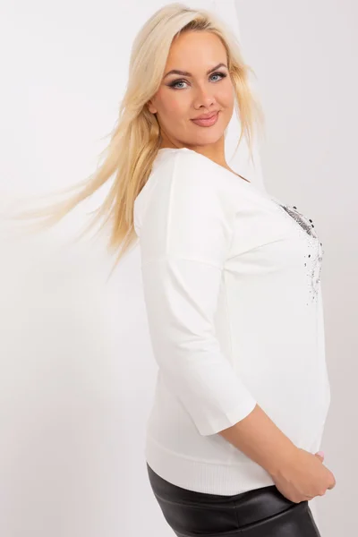 Motýlková ecru plus size dámská halenka FPrice