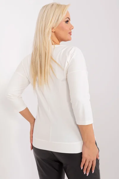 Motýlková ecru plus size dámská halenka FPrice