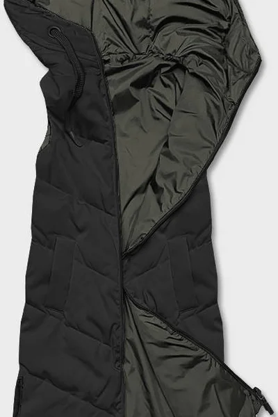 Černá-khaki dlouhá dámská oboustranná vesta V23407 S'WEST