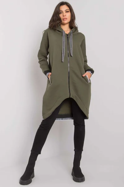 Dámská khaki mikina na zip Fashionhunters