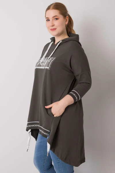 Dámská khaki plus size mikina s kapsou Fashionhunters