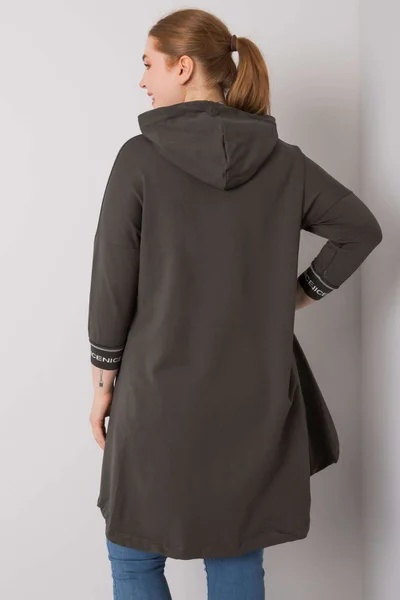 Dámská khaki plus size mikina s kapsou Fashionhunters