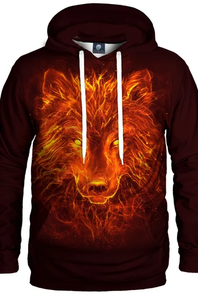 Unisex mikina s kapucí Fire Wolf - červená Aloha From Deer