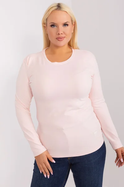 Vypasovaná růžová halenka plus size Fashionhunters