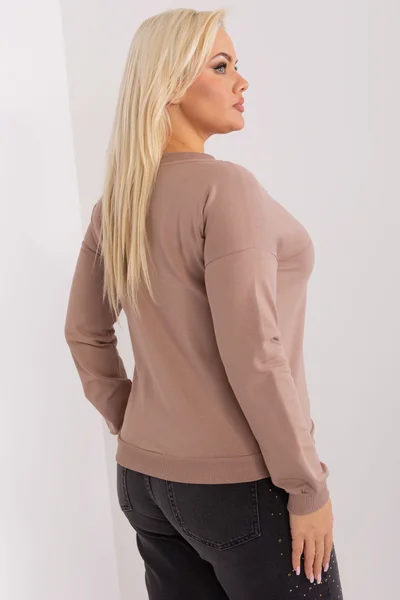 Výstřih do V plus size dámská halenka béžová