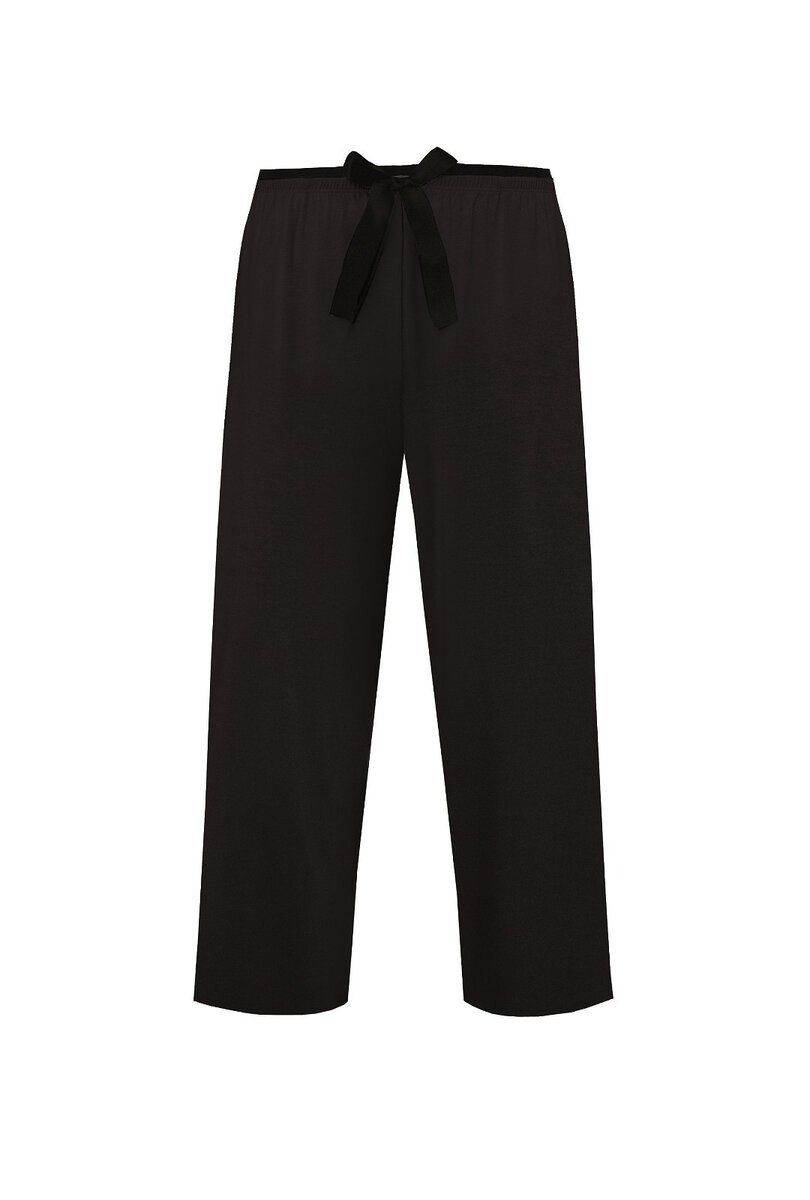 Kalhoty na spaní Margot s kapsami a saténovou mašlí od Nipplex, černá XL i384_5107048