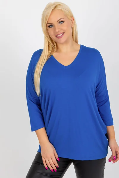 Fashionhunters Dámská Plus Size Halenka - Kobaltově Modrá