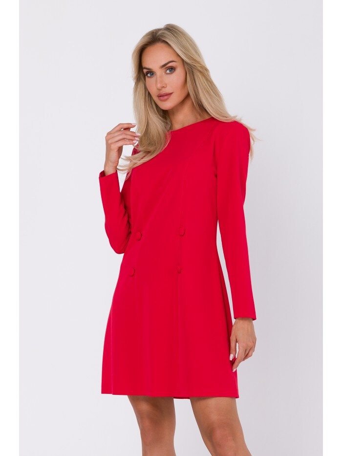 Červené šaty s knoflíky - Moe Elegance, EU S i529_7292490737359005729