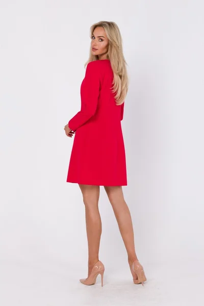 Červené šaty s knoflíky - Moe Elegance
