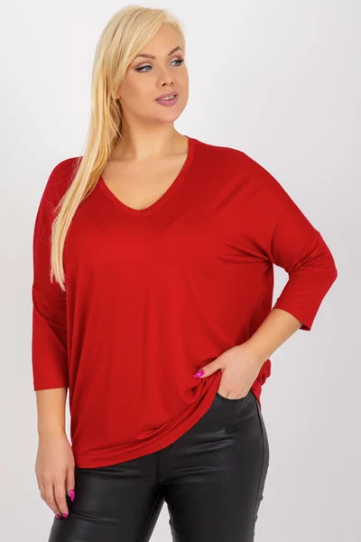 Červená plus size viskózová halenka Fashionhunters