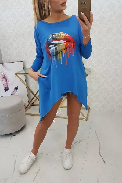 Oversize dámská halenka s duhovými rty K-Fashion