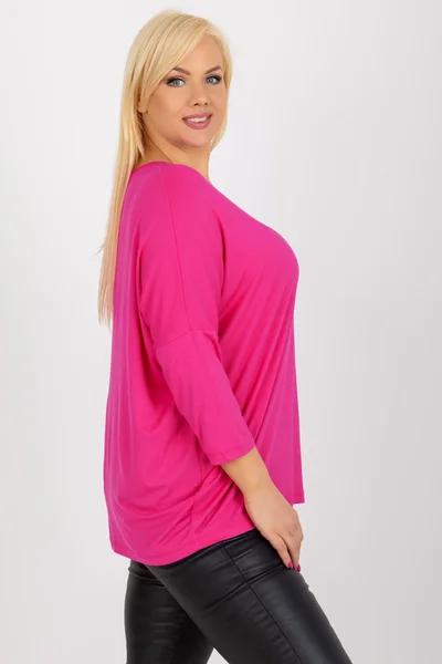 Tmavě růžová dámská plus size halenka s V výstřihem Fashionhunters