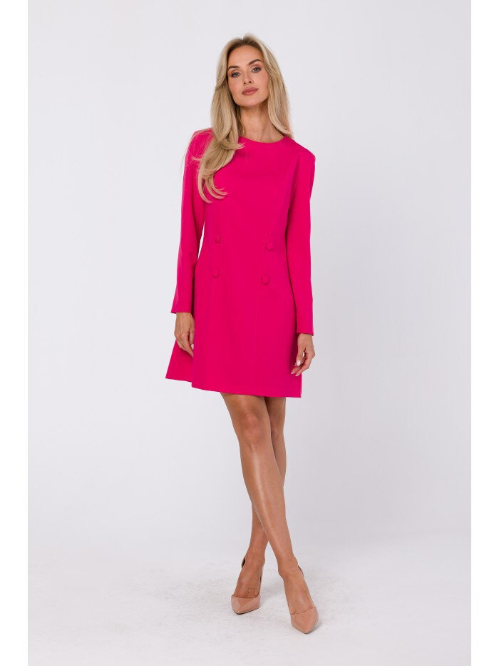 Růžové šaty s knoflíky - Moe elegance, EU L i529_6359386693310619664