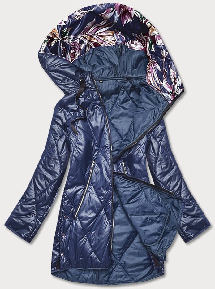 Modrá bunda pro ženy s ozdobnou kapucí R80WN1 SWEST, odcienie niebieskiego 52 i392_21467-29