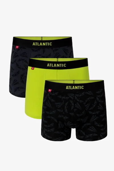 Atlantic Pánské Boxerky - Grafit - Lime - Černé - Sportovní