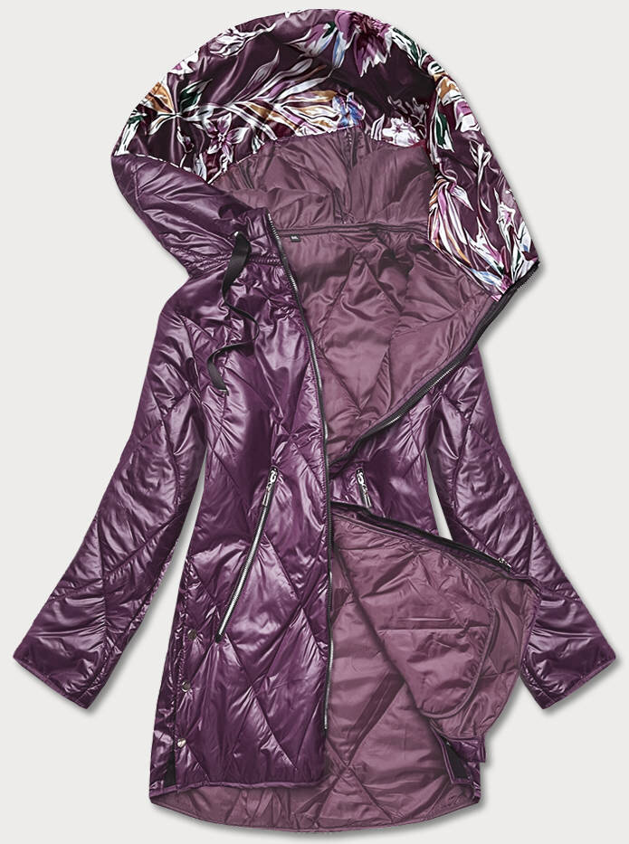 Tmavě fialová bunda pro ženy s ozdobnou kapucí 729743 SWEST, odcienie fioletu 50 i392_21469-28