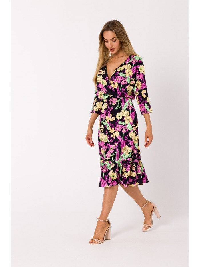 Romantické zavinovací šaty s květinovým potiskem - Moe, EU XL i529_3458775577658394632