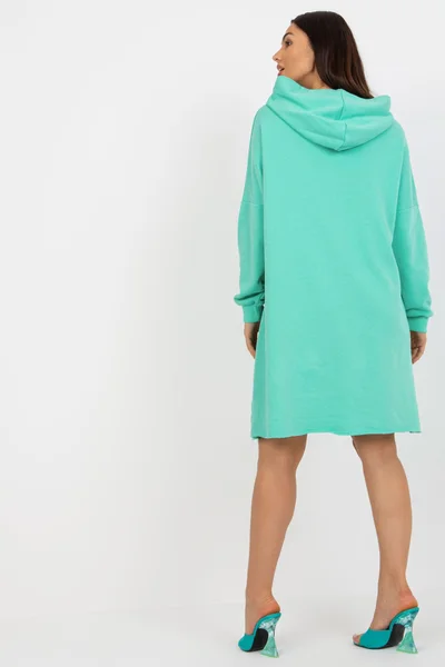 Dámská mint oversize mikina se zipy a kapsou Fashionhunters