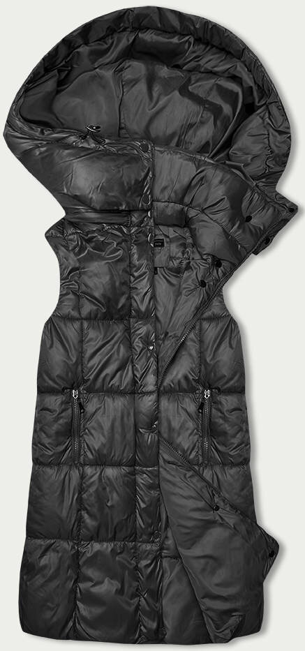 Černá dámská vesta s kapucí - Elegantní střih W COLLECTION, odcienie czerni M (38) i392_22396-47