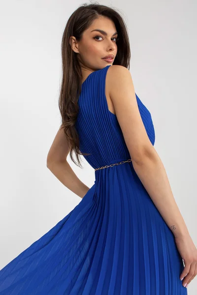 Kobaltově modré dámské šaty FPrice s elegantním střihem