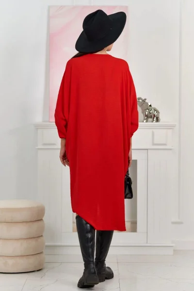 Dámské červené V-šaty oversize K-Fashion