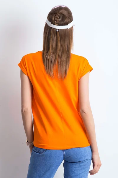 Dámské oranžové bavlněné tričko s výstřihem do V FPrice