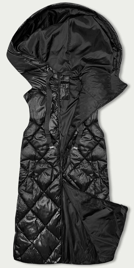 Černá prošívaná vesta s kapucí W COLLECTION, odcienie czerni M (38) i392_22399-47
